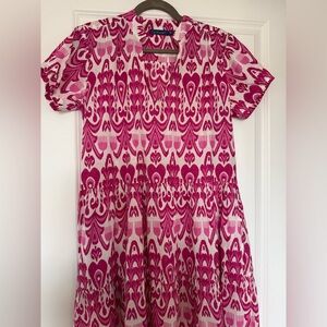 Vibrant Pink Patterned Women's Casual Dress
